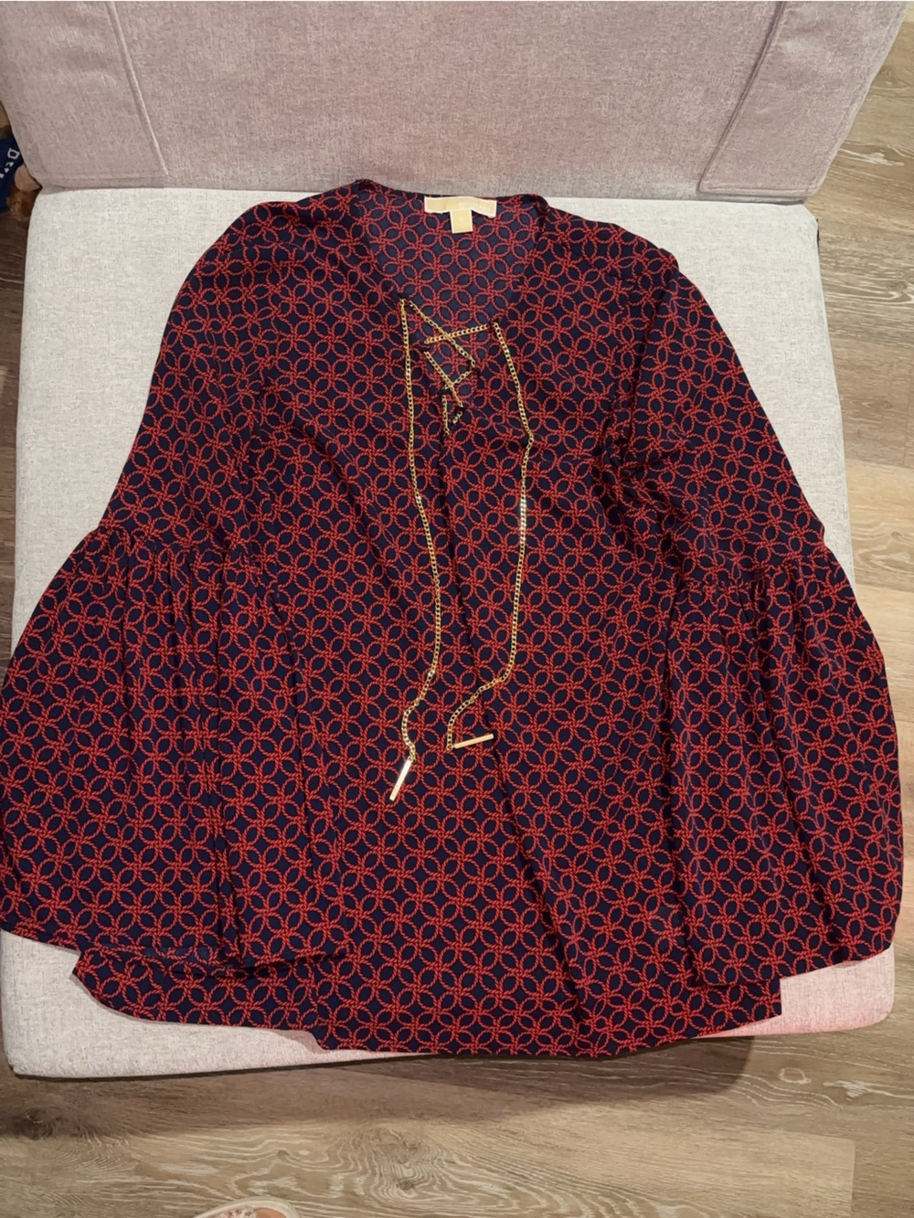 MICHAEL Michael Kors Navy Shirt with Red Ring Print